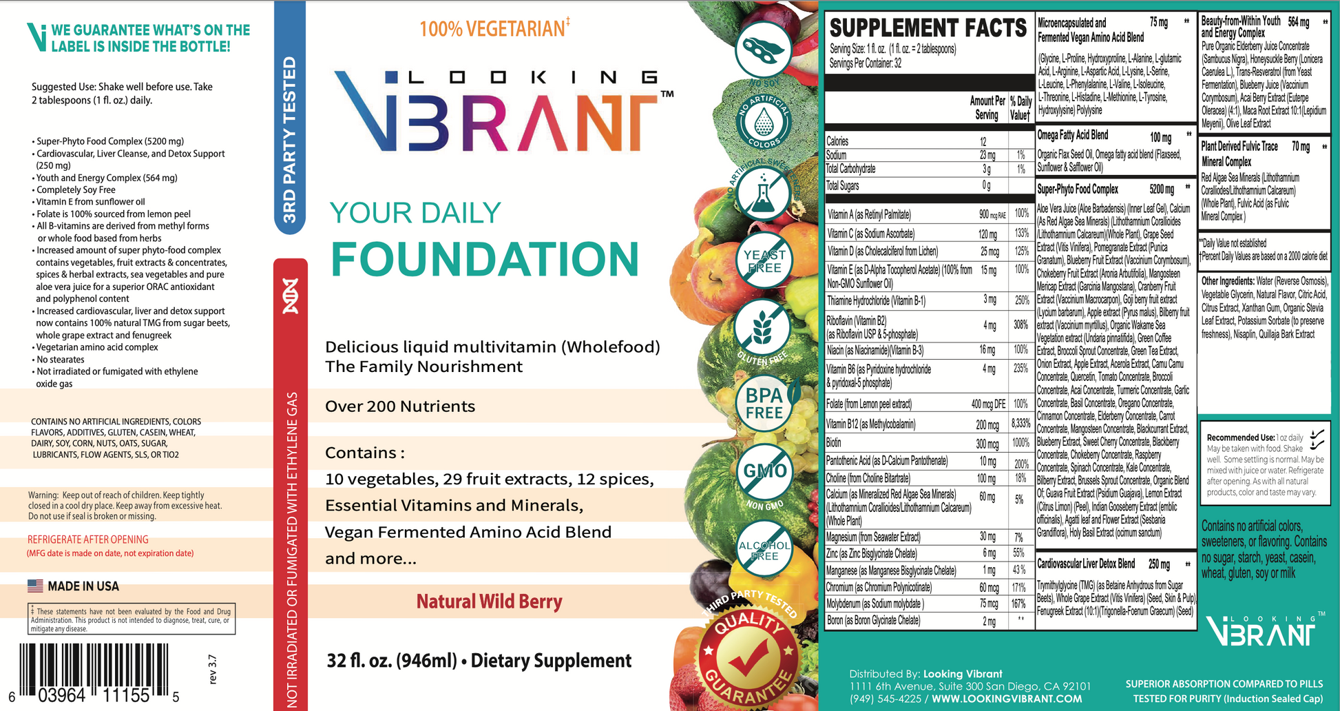 Multivitamin Vegetarian (Liquid) with over 200 nutrients - lookingvibrantcom