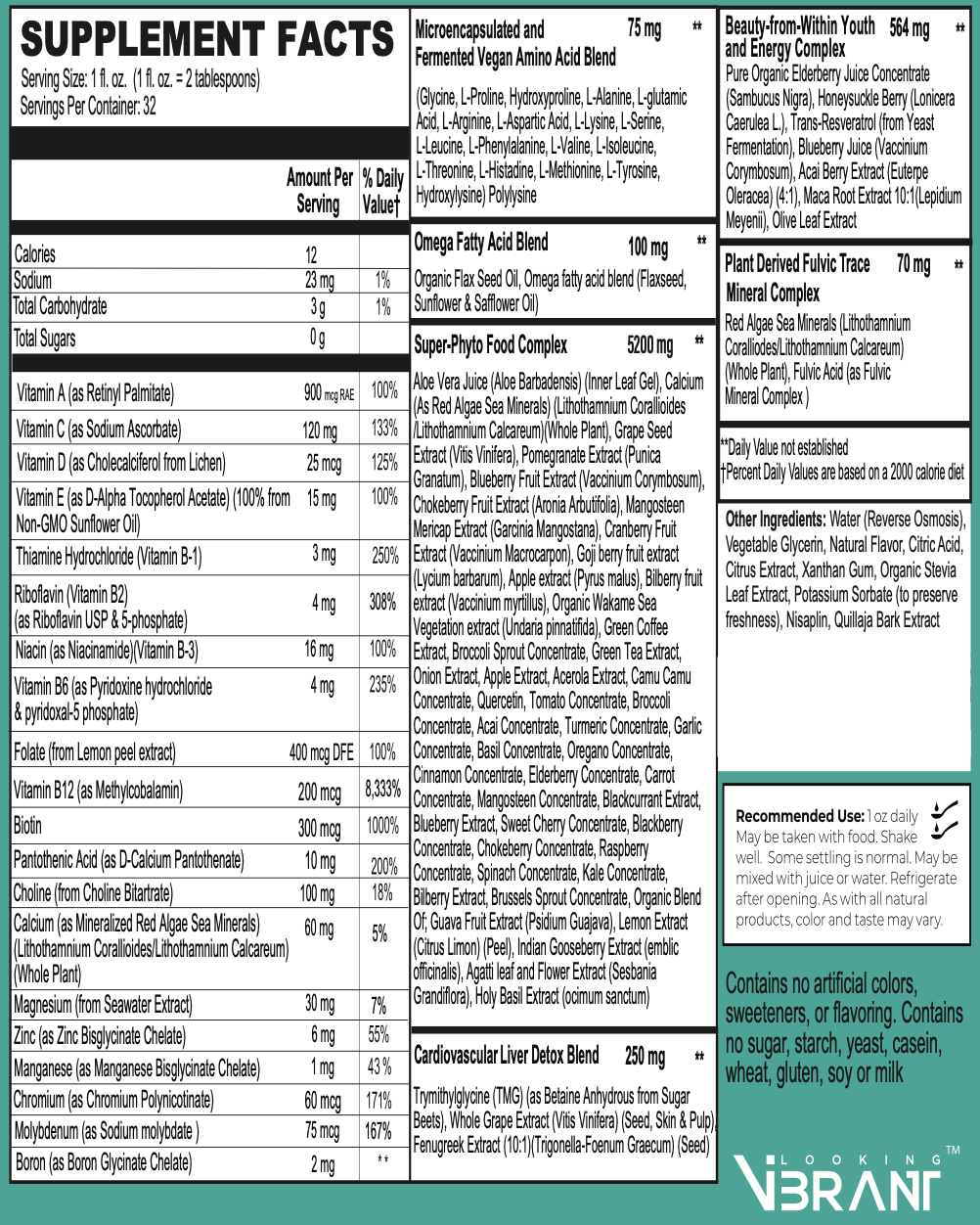 Multivitamin Vegetarian (Liquid) with over 200 nutrients - lookingvibrantcom