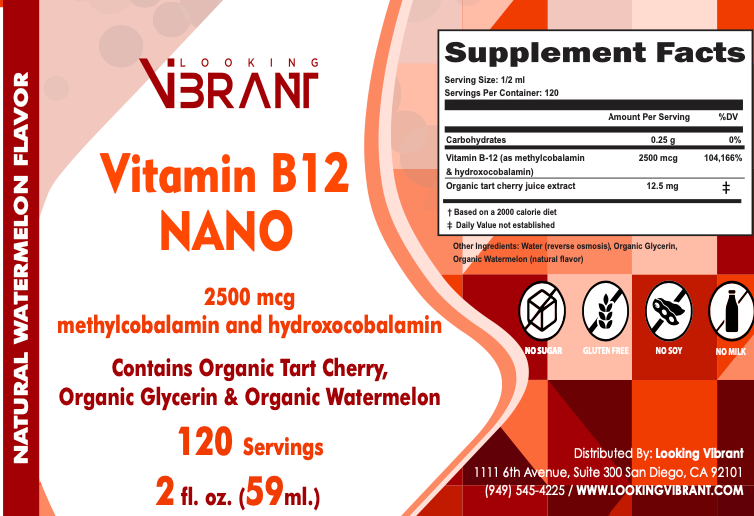 Vitamin B12 Nano Drops 120  servings (Organic Tart Cherry & Organic Watermelon) - lookingvibrantcom