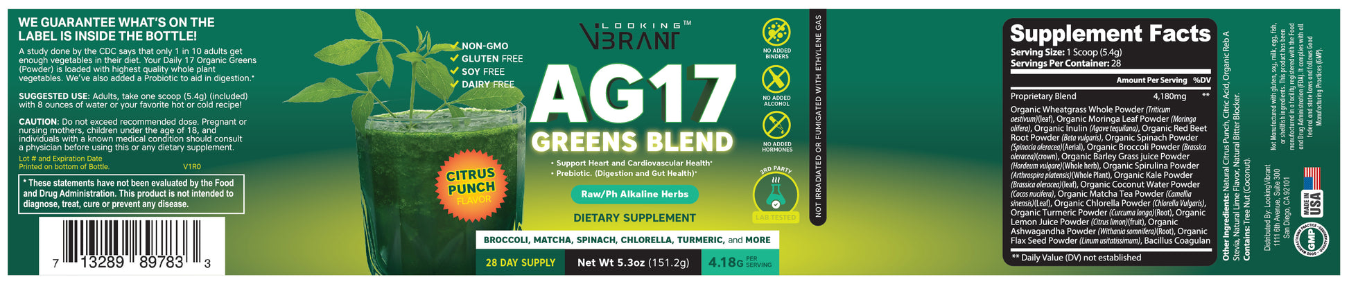 AG17 Greens (100% Raw Organic Powder) - lookingvibrantcom