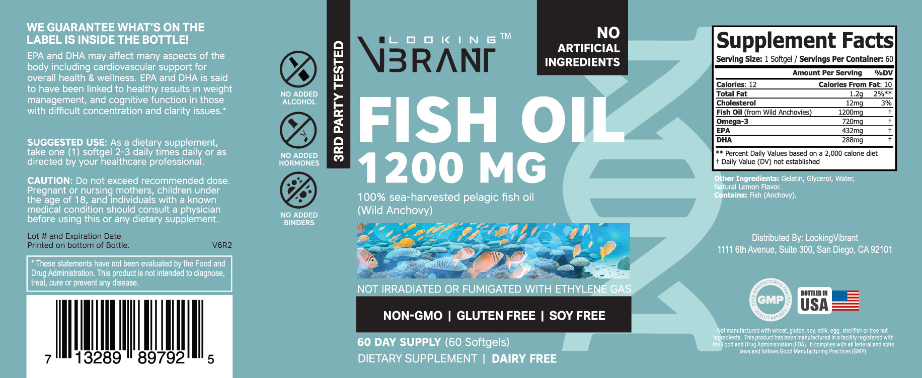 FISH OIL 1200MG (100% WILD ANCHOVY) 60 SERVINGS - lookingvibrantcom