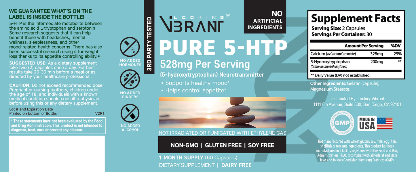 5-HTP- 528MG Per serving.