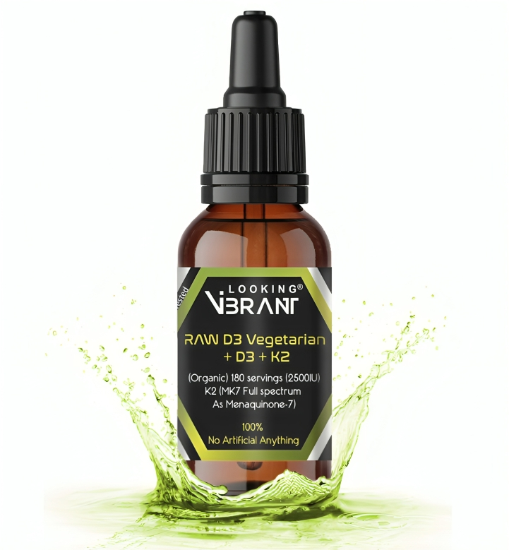 ORGANIC RAW VITAMIN D3 VEGETARIAN + K2 (Liquid drops. 90 Servings) - lookingvibrantcom