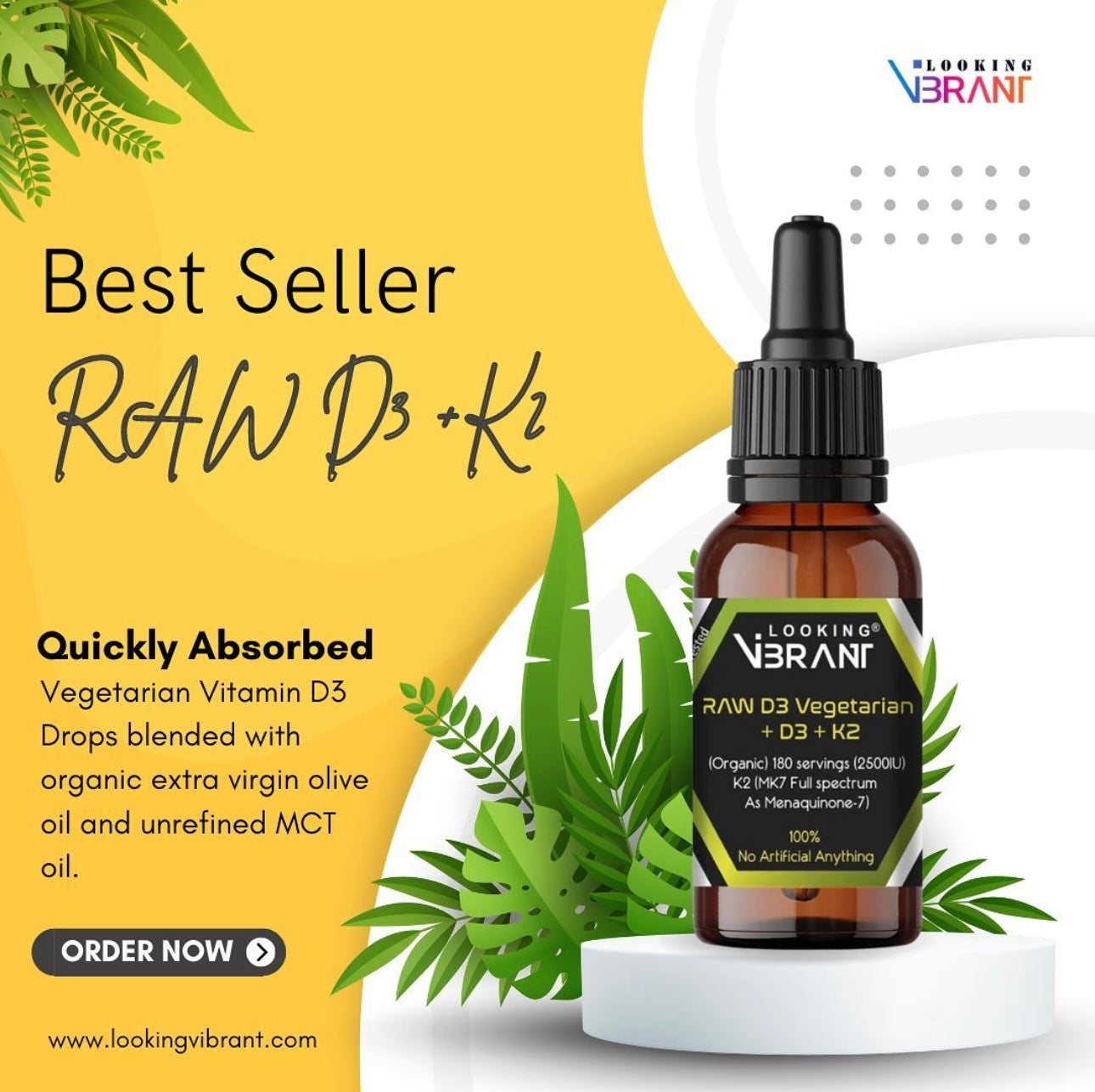 RAW D3 VEGETARIAN + K2 (180 Servings / 6 months-supply) - lookingvibrantcom