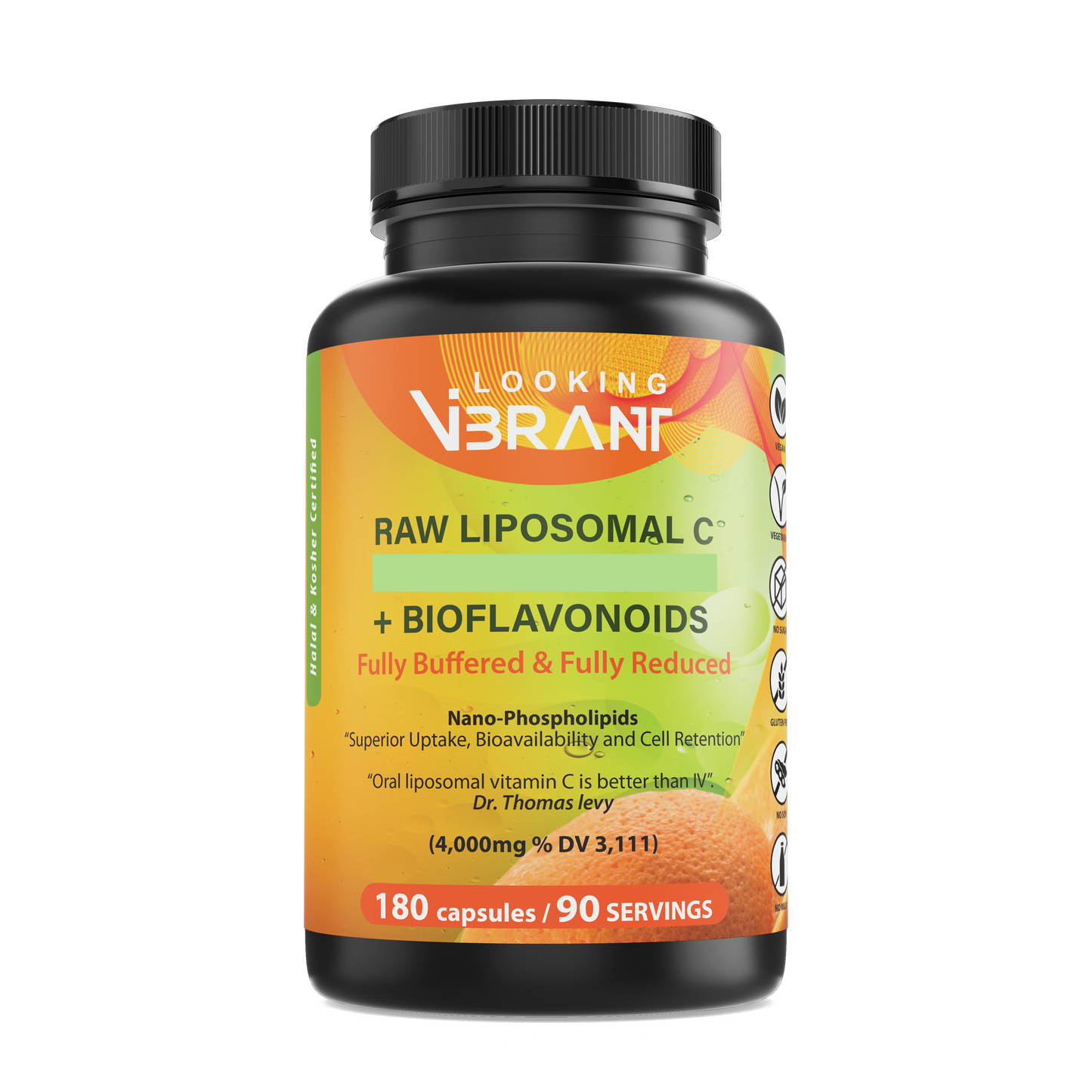 Raw Liposomal C + Bioflavonoids (90-servings vegetarian capsule) - lookingvibrantcom