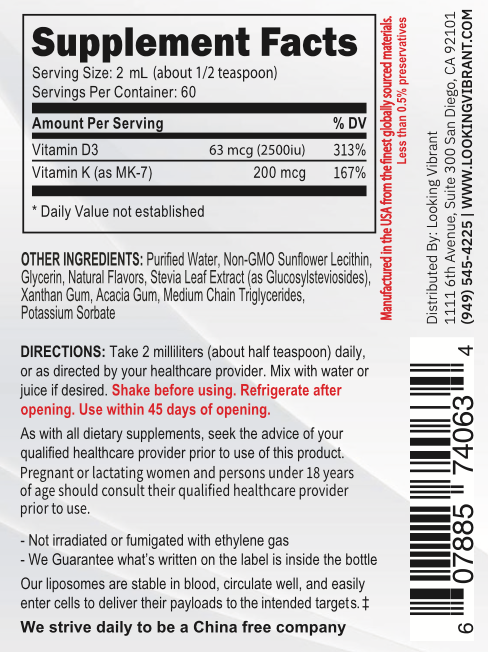VITAMIN D3+K2 (Liquid) PRE-ORDERS - product will be available last week of September - lookingvibrantcom