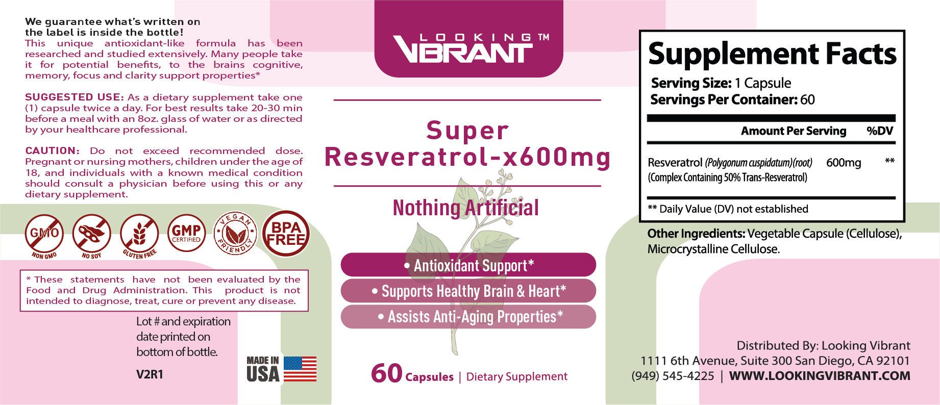Super Resveratrol-x600mg =300 mg Trans-Resveratrol - lookingvibrantcom