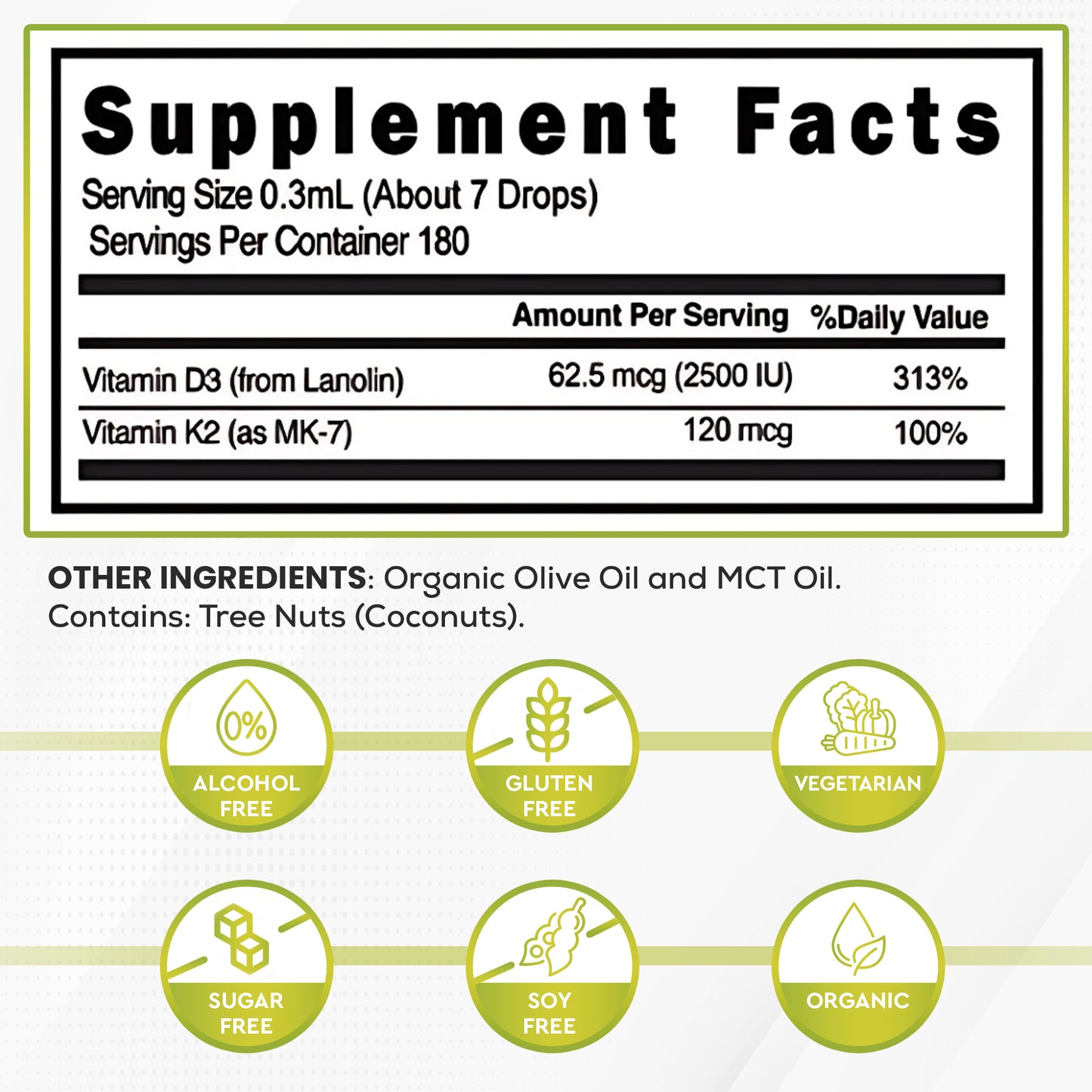 ORGANIC RAW VITAMIN D3 VEGETARIAN + K2 (Liquid drops. 90 Servings)