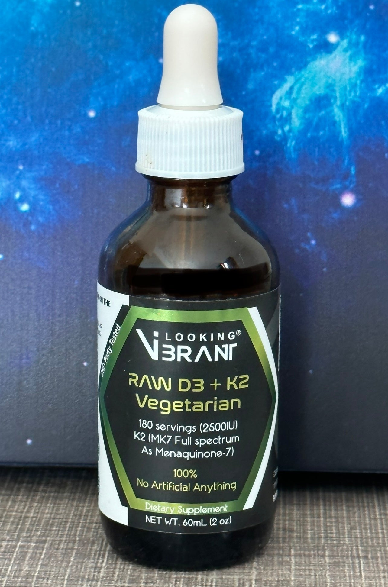 ORGANIC RAW VITAMIN D3 VEGETARIAN + K2 (Liquid drops. 180 Servings)