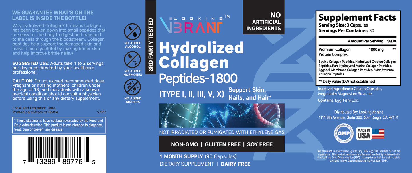 Collagen Peptides-1000 (Blend of Hydrolyzed Collagen + Protein Peptides) - lookingvibrantcom