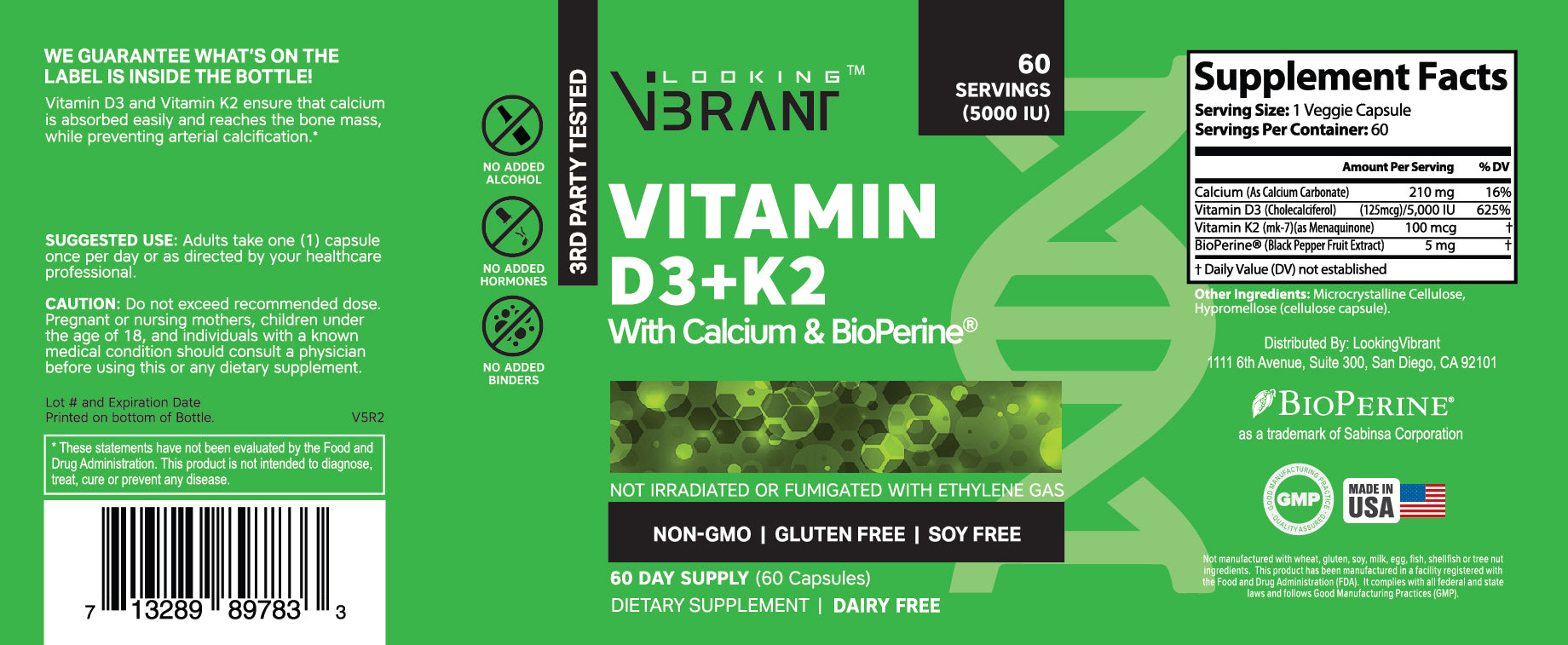Vitamin D3+K2 (Capsules 5000iu-60 servings) - lookingvibrantcom