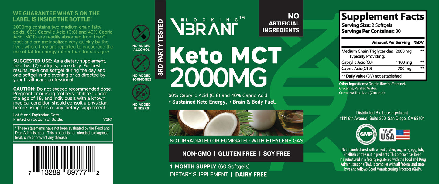Keto MCT 2000MG (Pure & Unrefined) - lookingvibrantcom