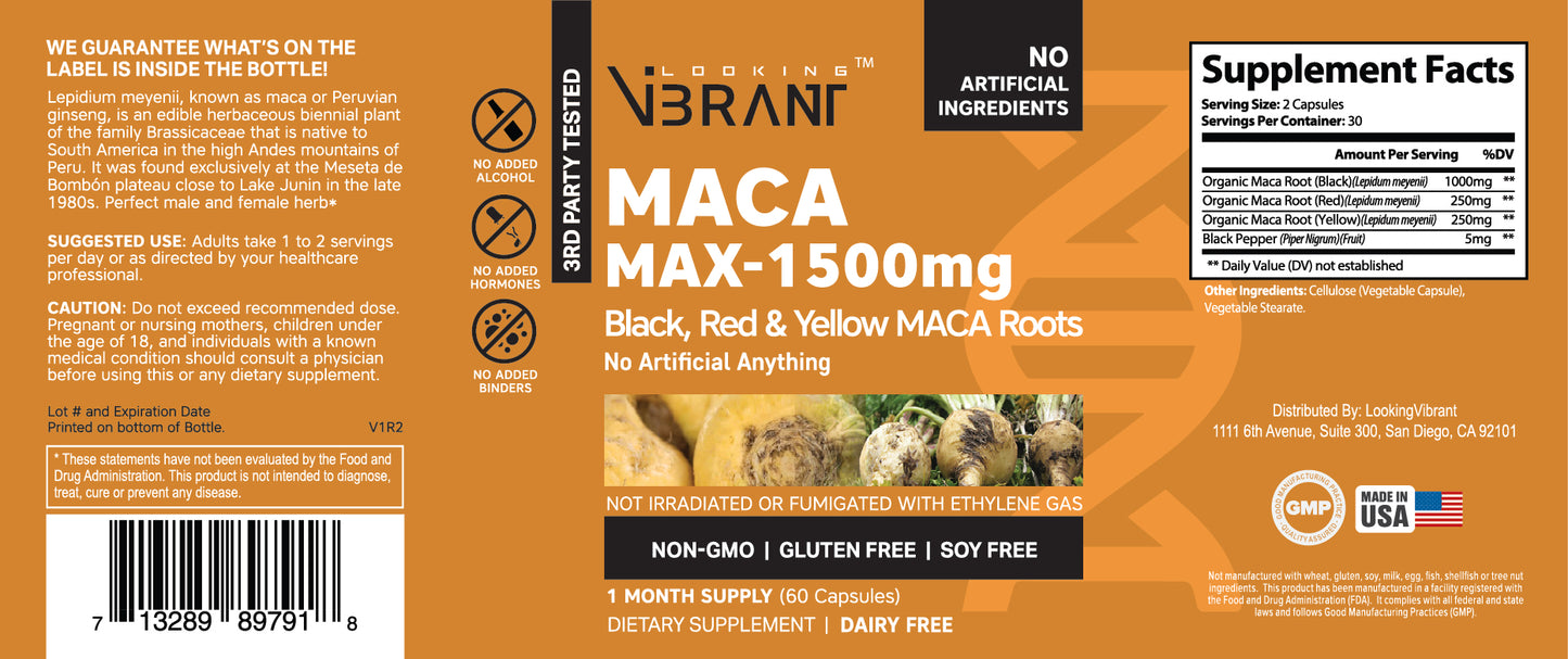 MACA MAX-1500MG (100% ORGANIC) - lookingvibrantcom