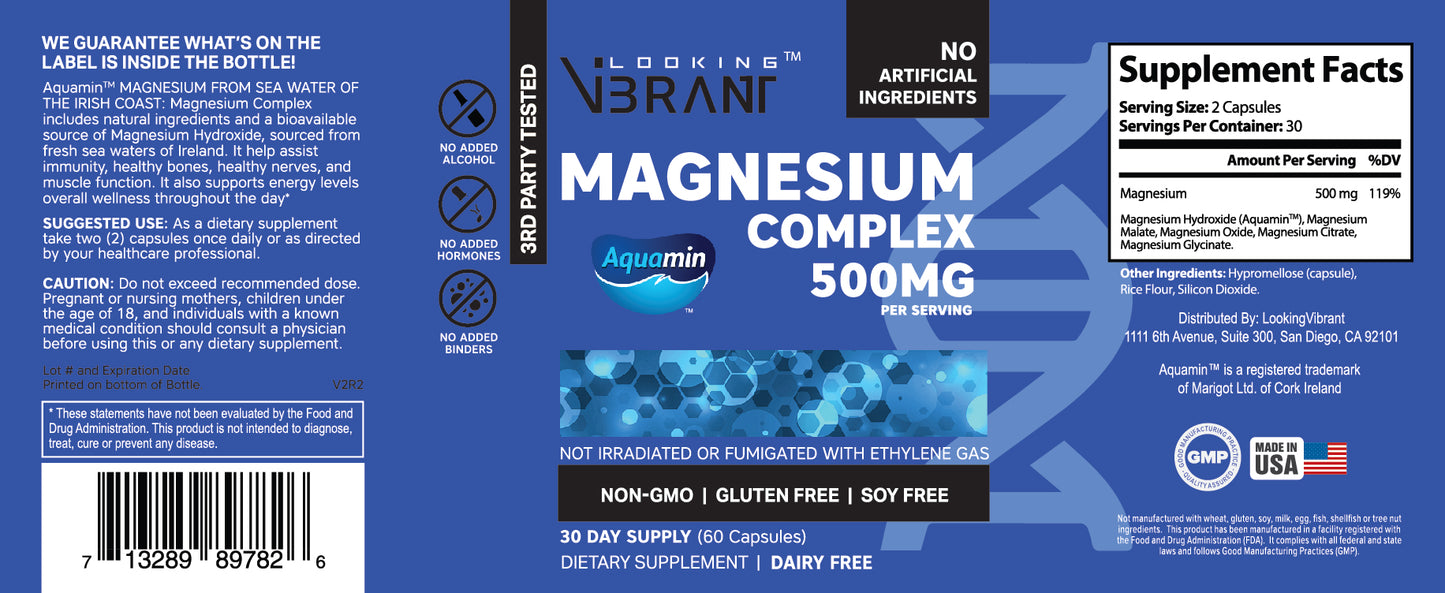 MAGNESIUM COMPLEX 500MG (Aquamin) - lookingvibrantcom