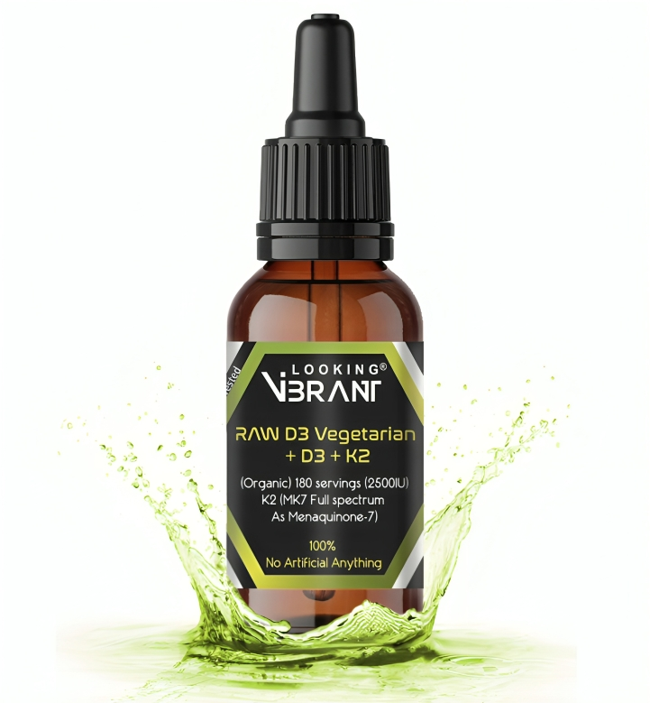 ORGANIC RAW VITAMIN D3 VEGETARIAN + K2 (Liquid drops. 180 Servings)