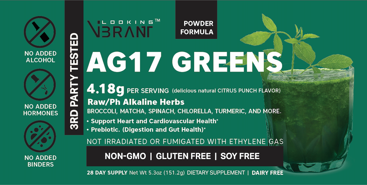 AG17 Greens (100% Raw Organic Powder) 4,180mg Per Serving