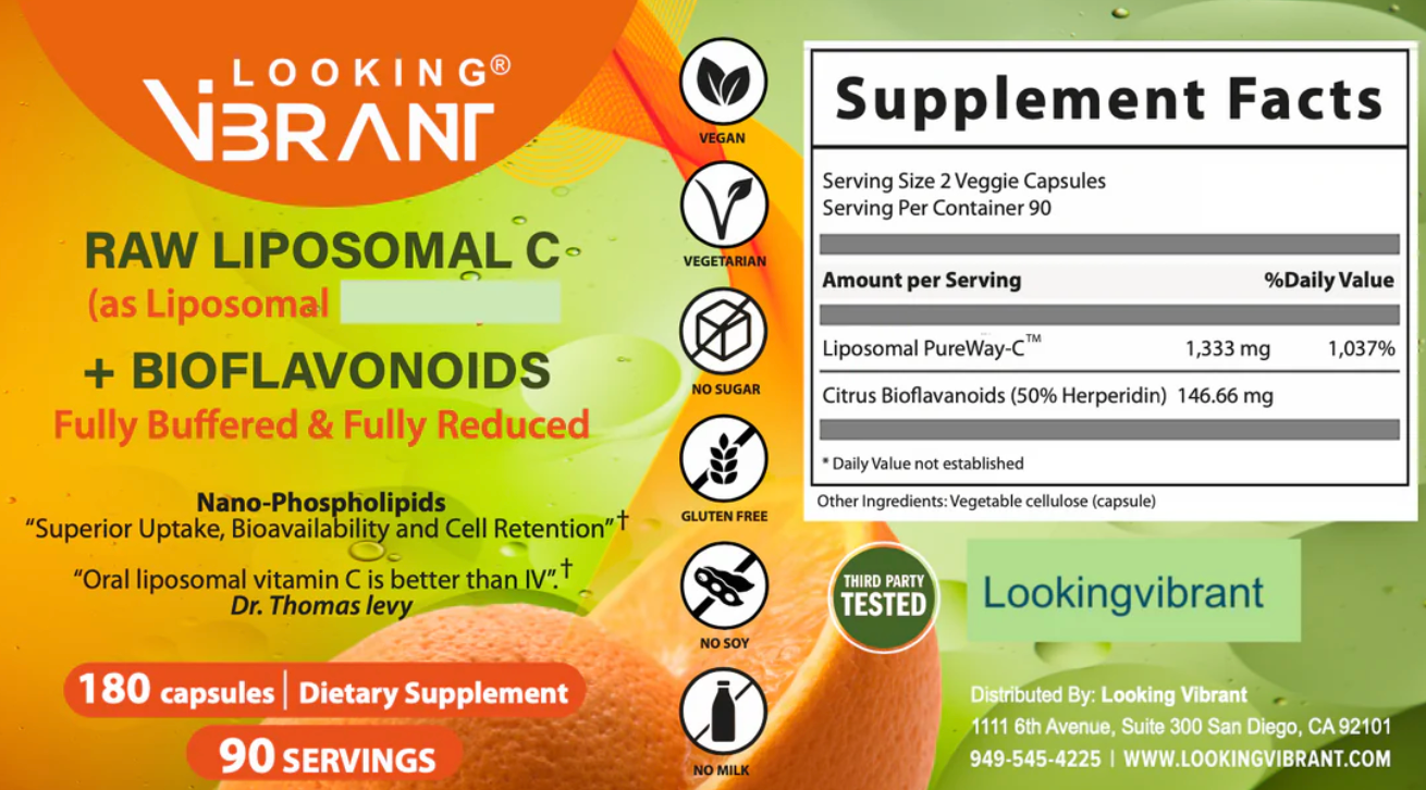 Raw Liposomal C + Bioflavonoids (90-servings vegetarian capsule)