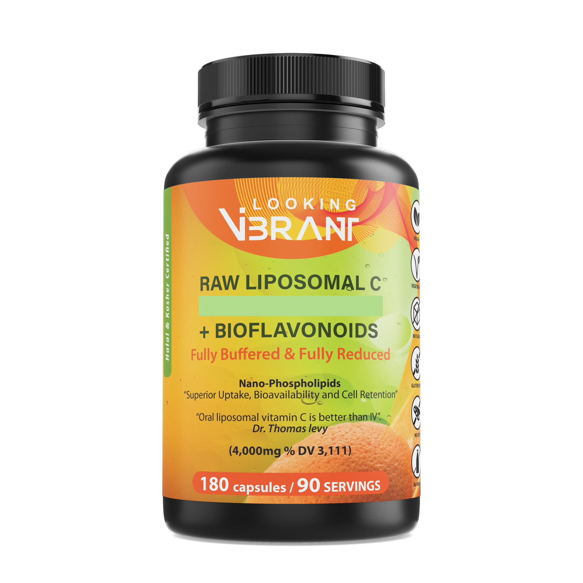 Raw Liposomal C + Bioflavonoids (90-servings vegetarian capsule) - lookingvibrantcom