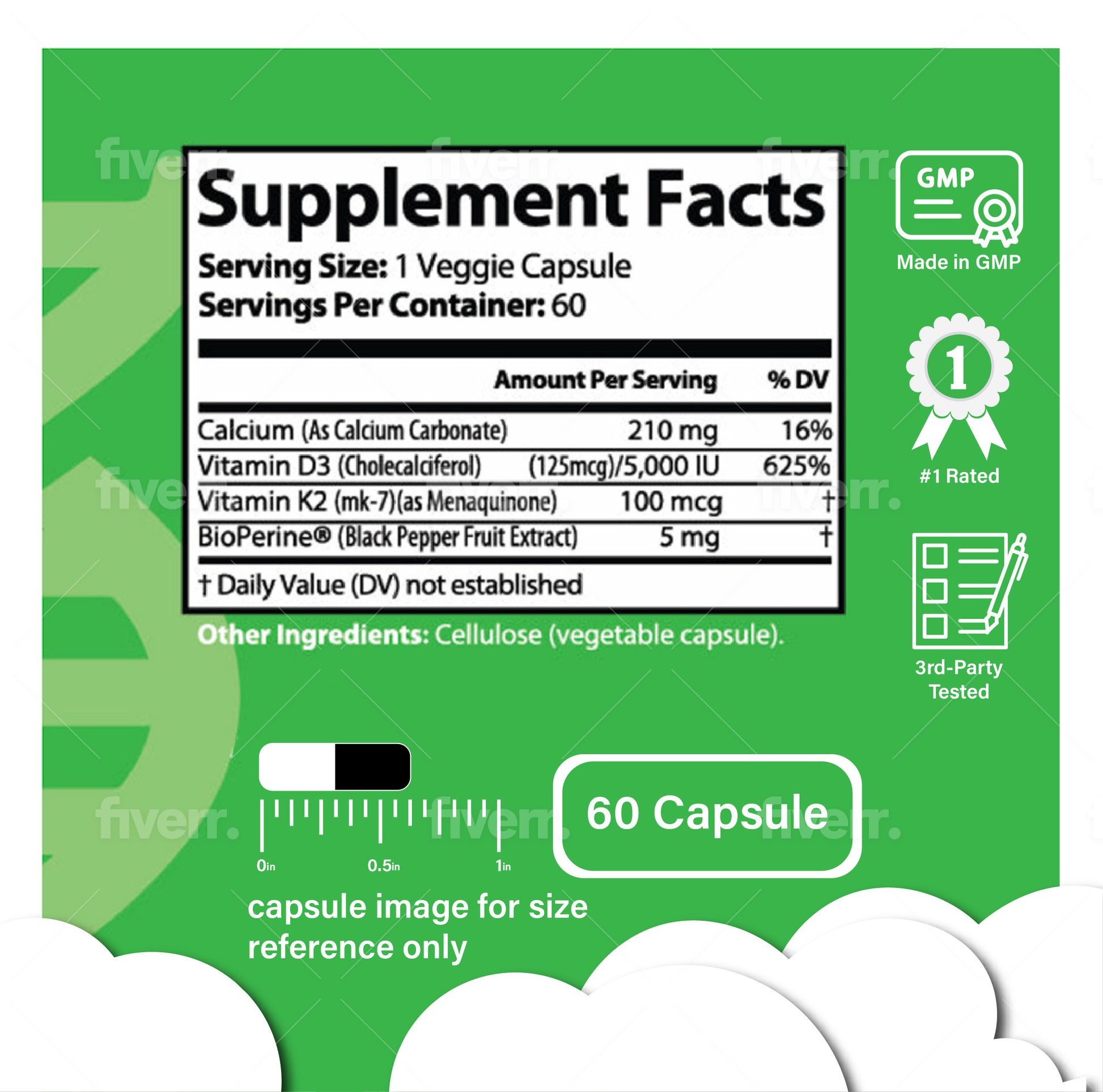 Vitamin D3+K2 (Capsules 2500iu-120 servings) - lookingvibrantcom