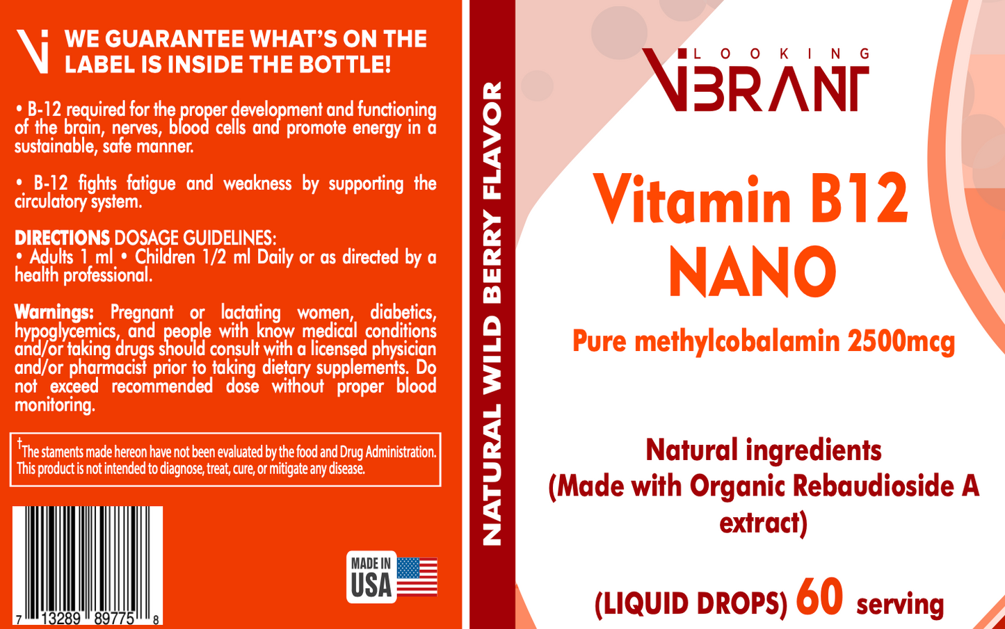 Vitamin B12 NANO Drops (PURE ACTIVE METHYLCOBALAMIN) - lookingvibrantcom